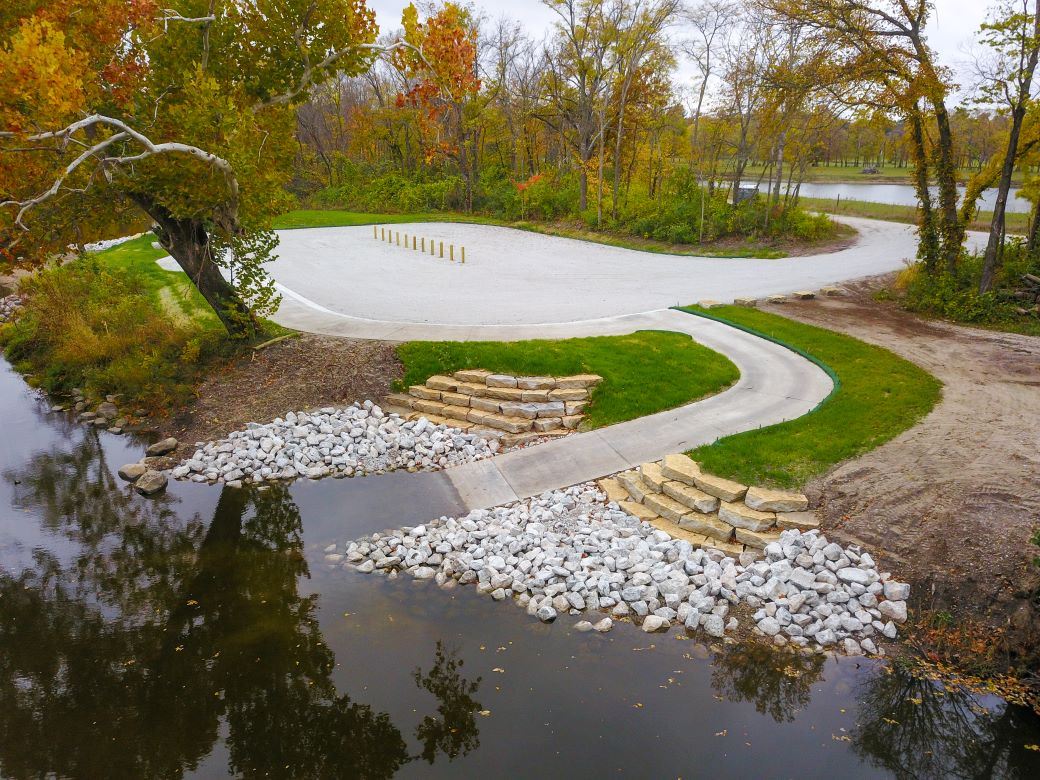 Soper's Mill Access Limestone seating blocks