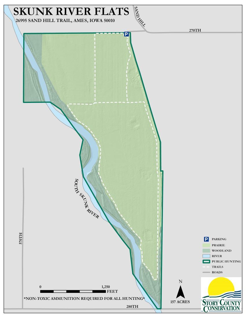 Skunk River Flats Land Cover map for public hunting area