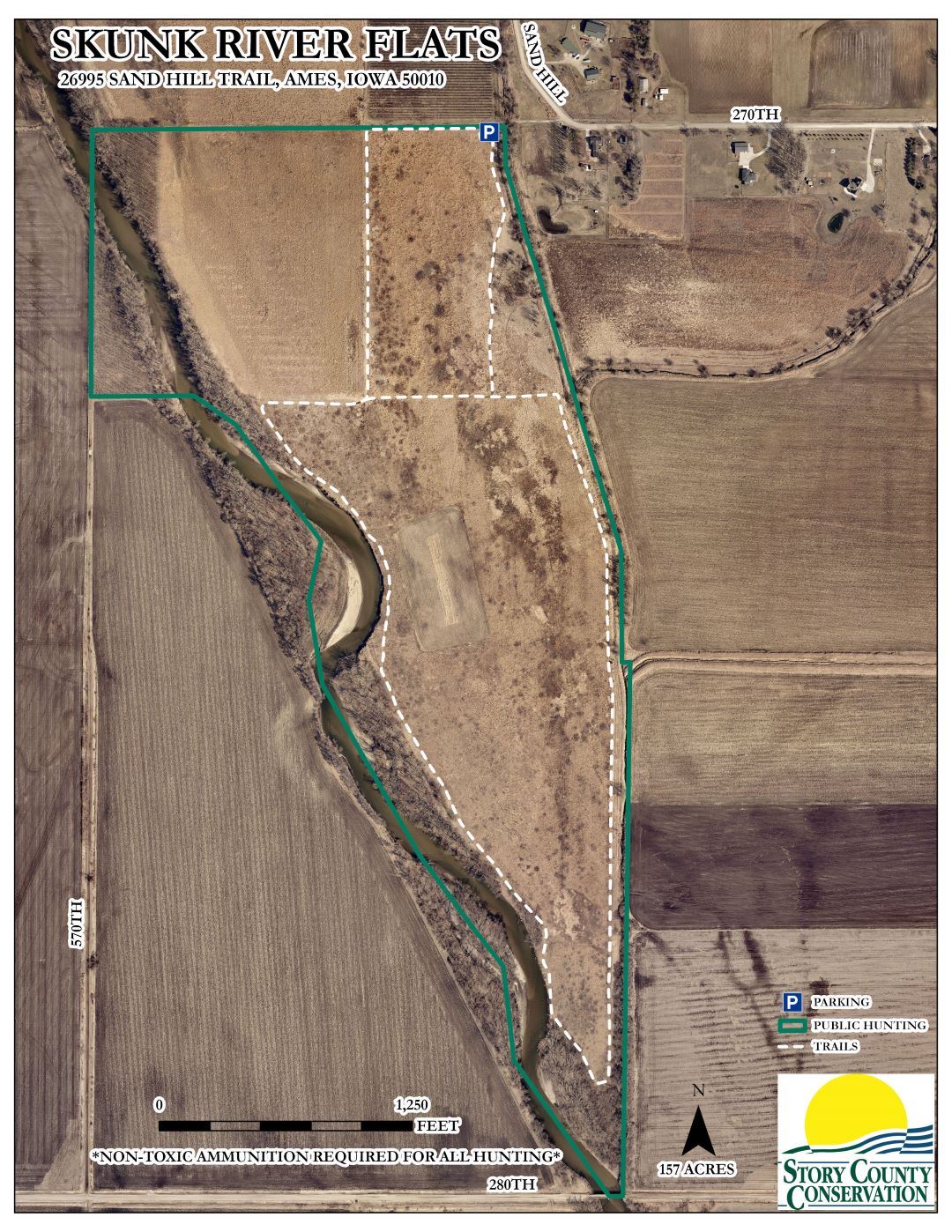 Skunk River Flats Aerial map for public hunting area
