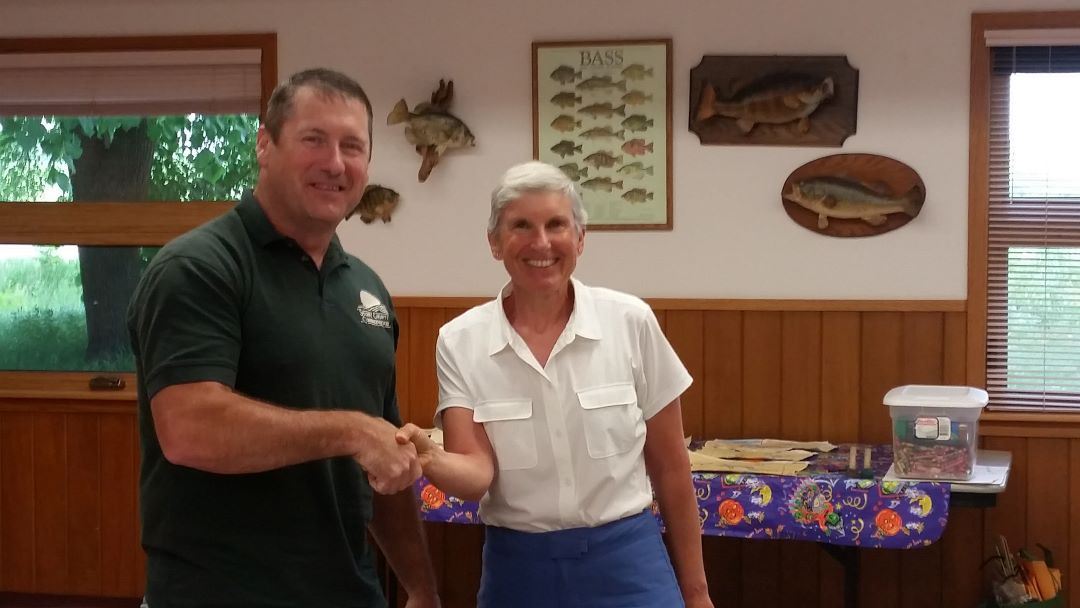 Dr. Nancy Franz poses with SCC employee Pat Shehan